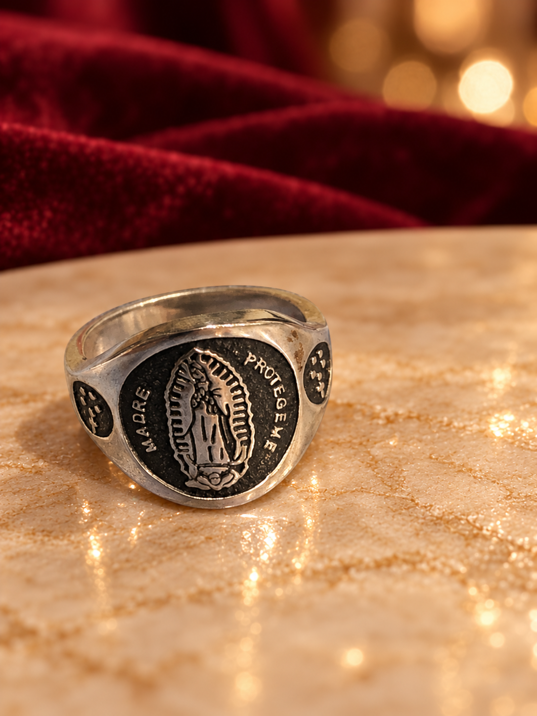 Guadalupe Motif Signet Ring, Rochel Jewelry collection photograph