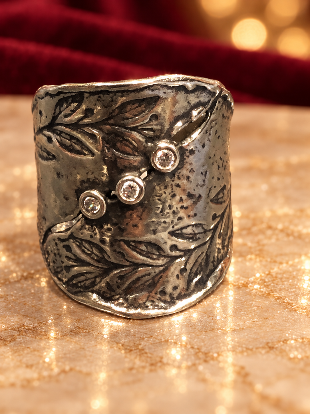 Leaf-Engraved Wide Band Ring, Rochel Jewelry collection photograph